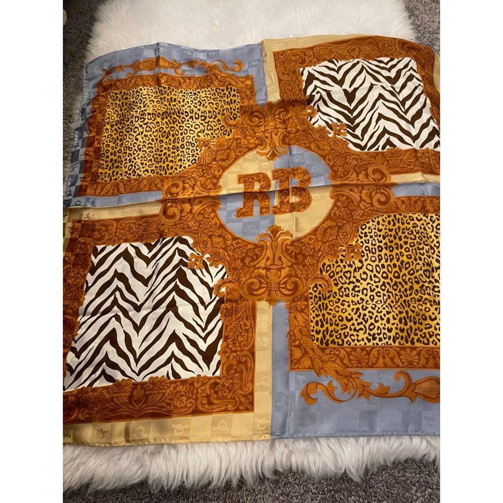 rocco barocco leopard & zebra print silk scarf